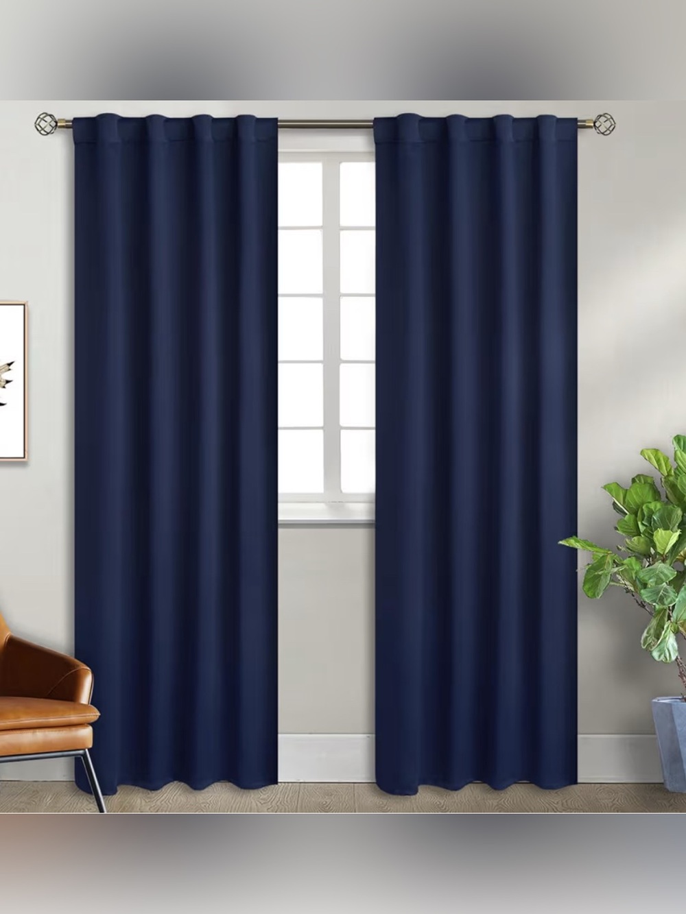 BGment Navy Blue Black Out Curtains 34x84 2 Panels